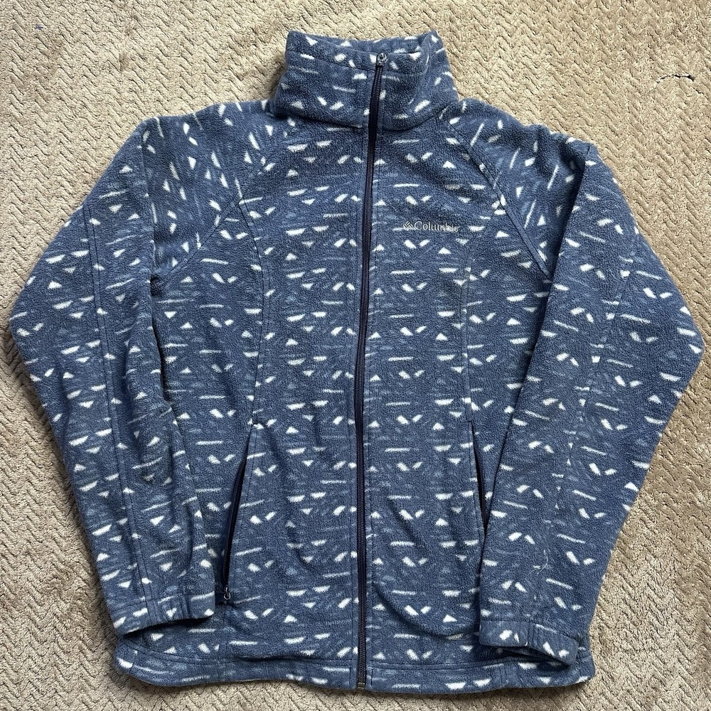 Columbia Jacket Womens Medium Full Zip Long Sleeve Outdoors Blue Fleece
